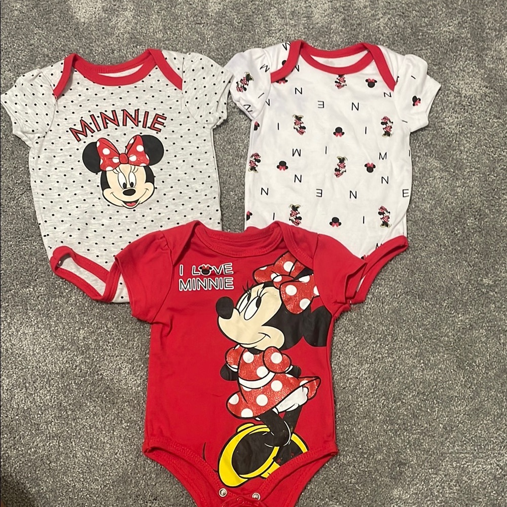 6-9mo Disney Red and White Minnie Mouse Bodysuits